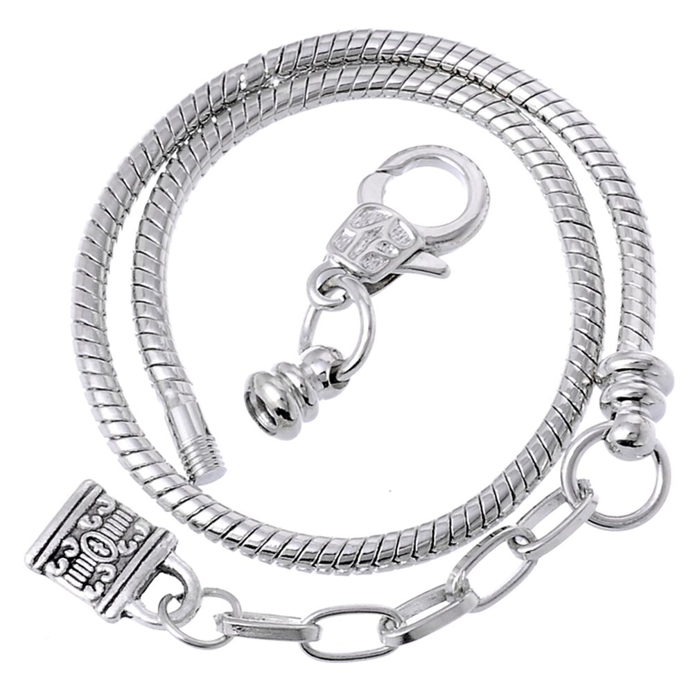 1070 5pcs 9" Lobster Clasp Lock Pendant Bead Snake Chain European Charm